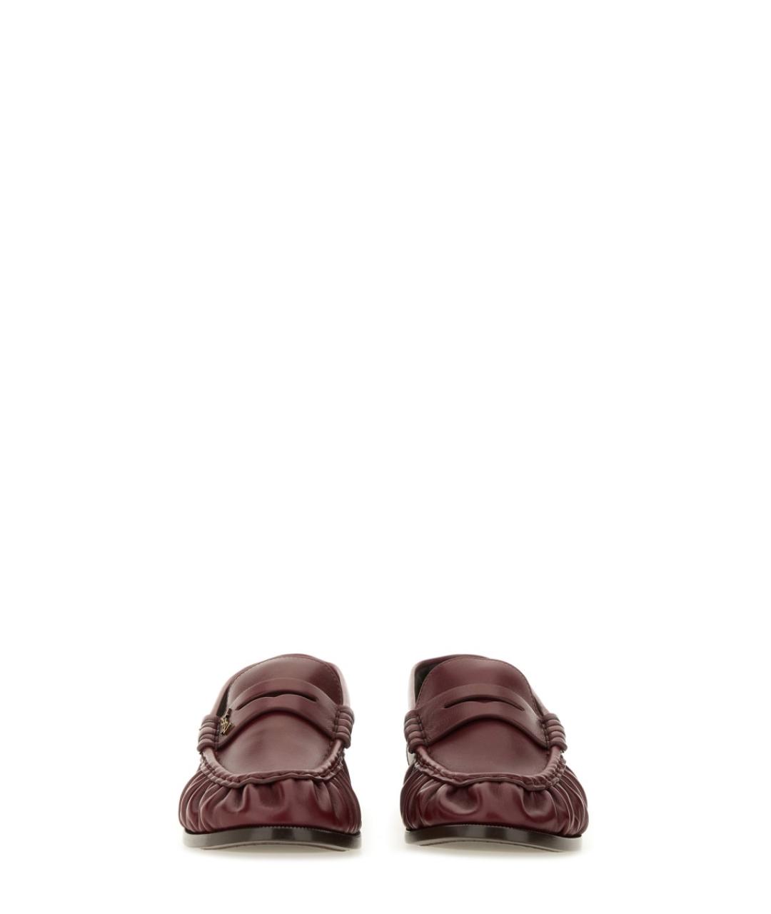 SAINT LAURENT Бордовые кожаные лоферы, фото 4