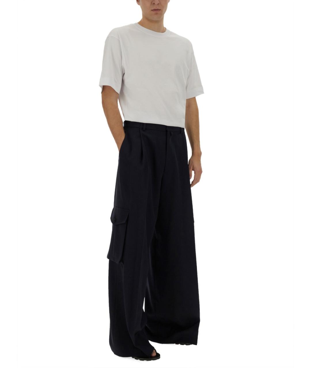 DRIES VAN NOTEN Синие шерстяные повседневные брюки, фото 3