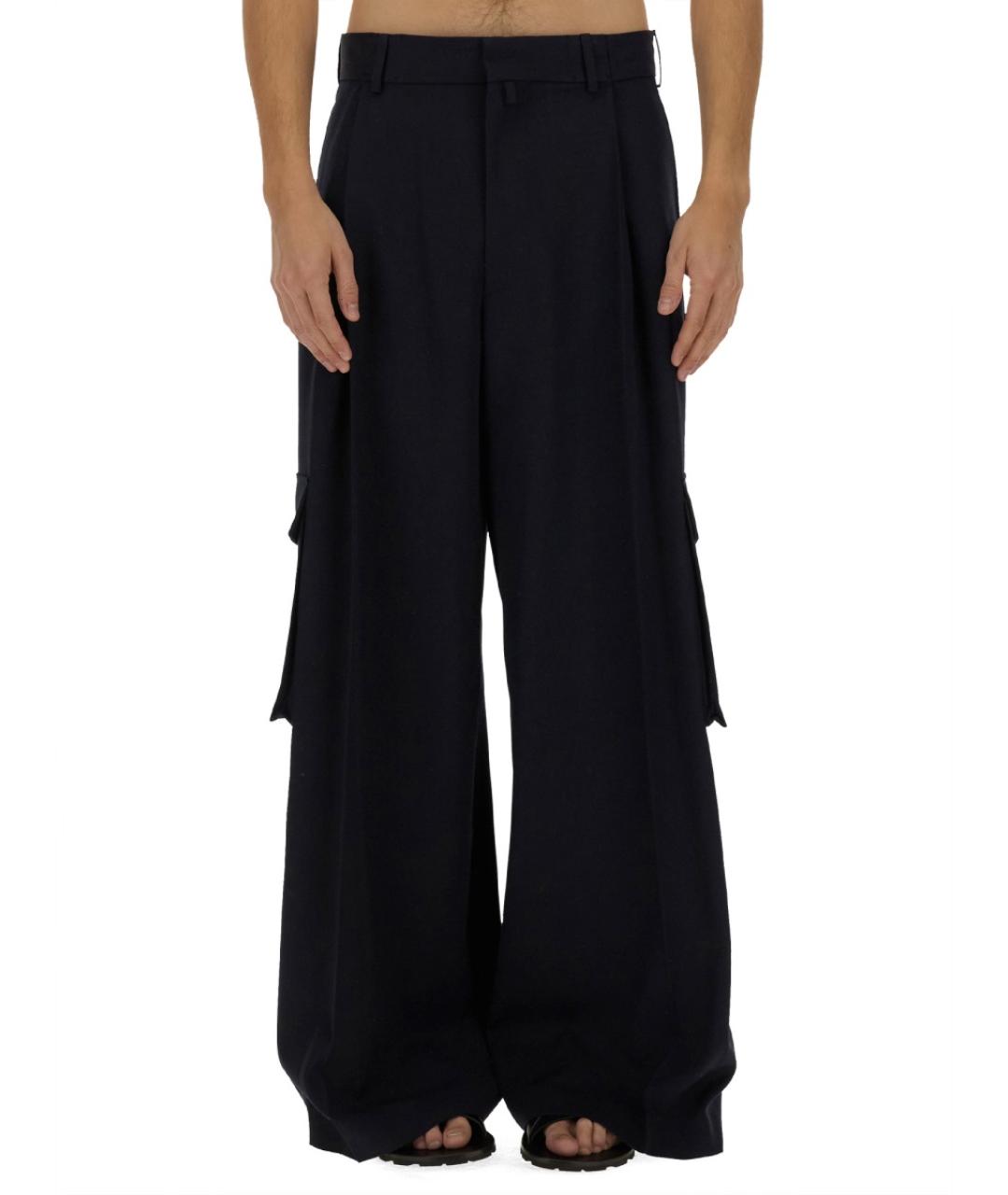 DRIES VAN NOTEN Синие шерстяные повседневные брюки, фото 2