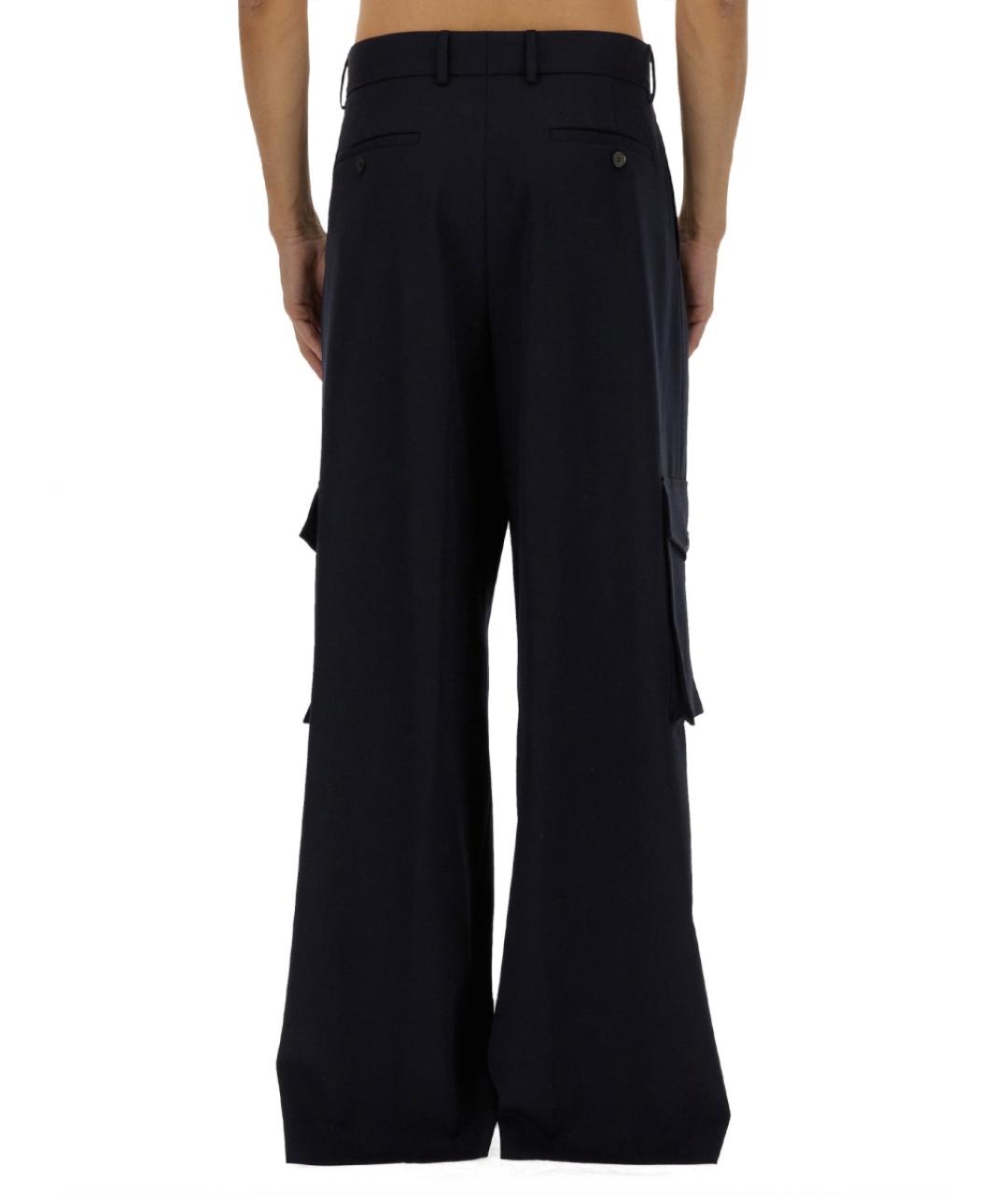 DRIES VAN NOTEN Синие шерстяные повседневные брюки, фото 4