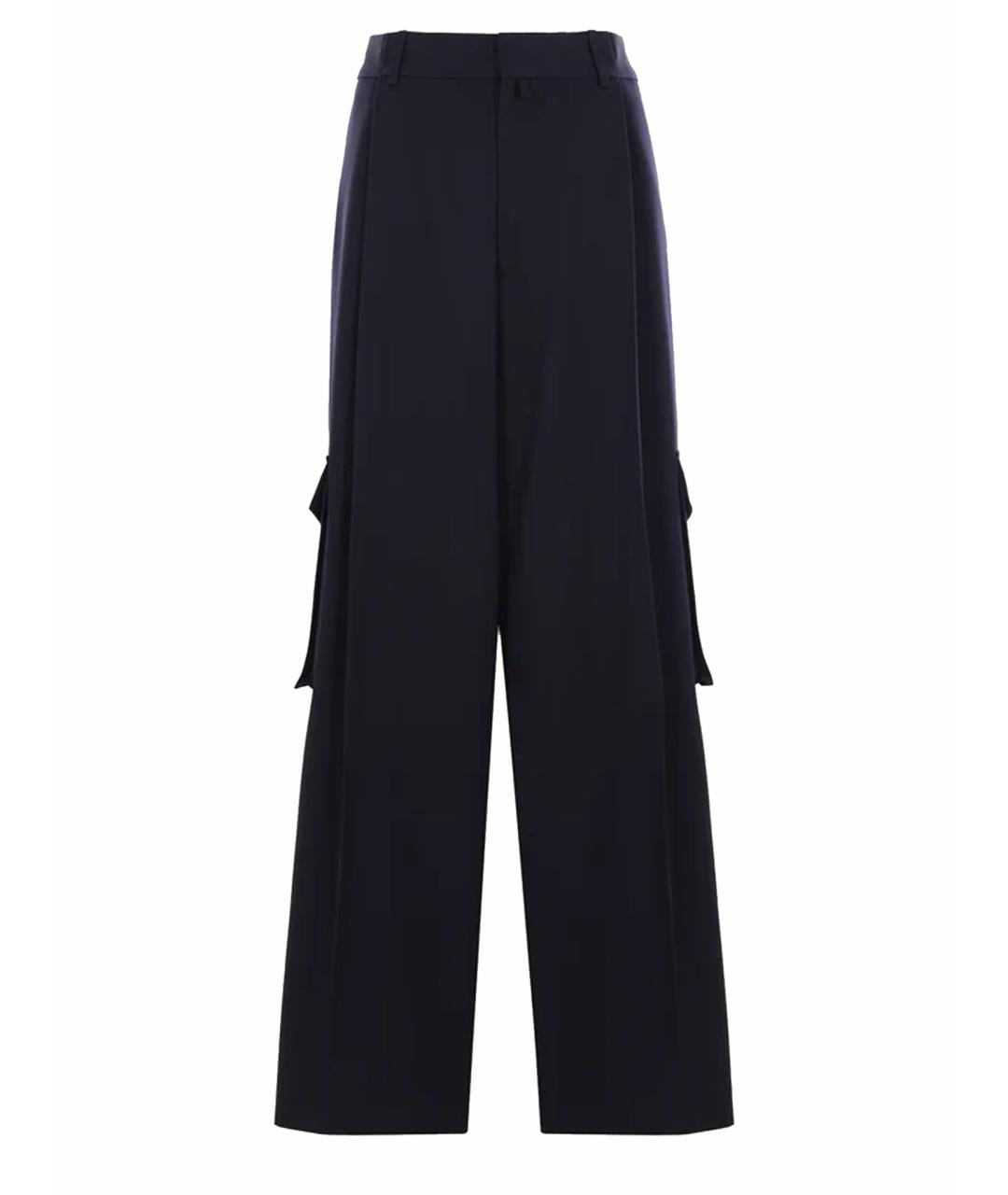 DRIES VAN NOTEN Синие шерстяные повседневные брюки, фото 1