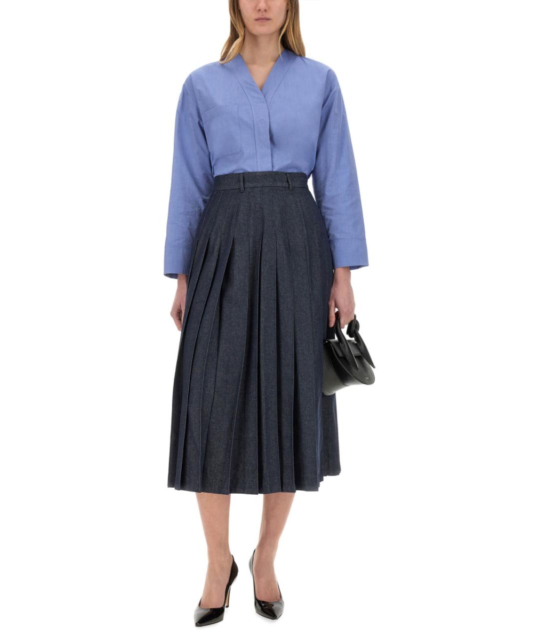 'S MAX MARA Голубая хлопковая рубашка, фото 3