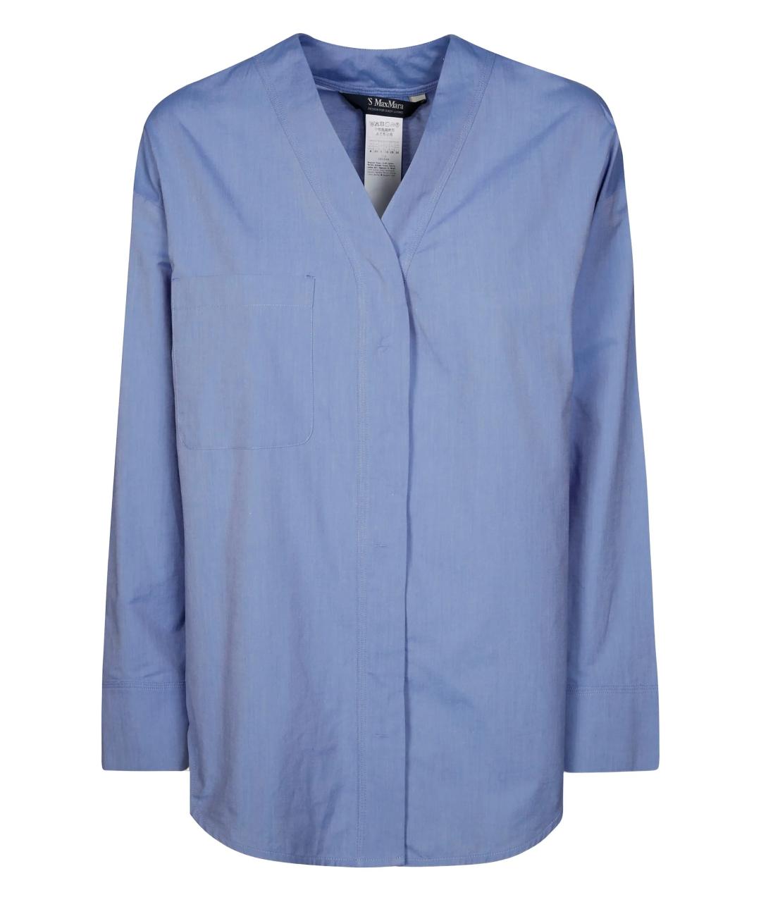 'S MAX MARA Голубая хлопковая рубашка, фото 1