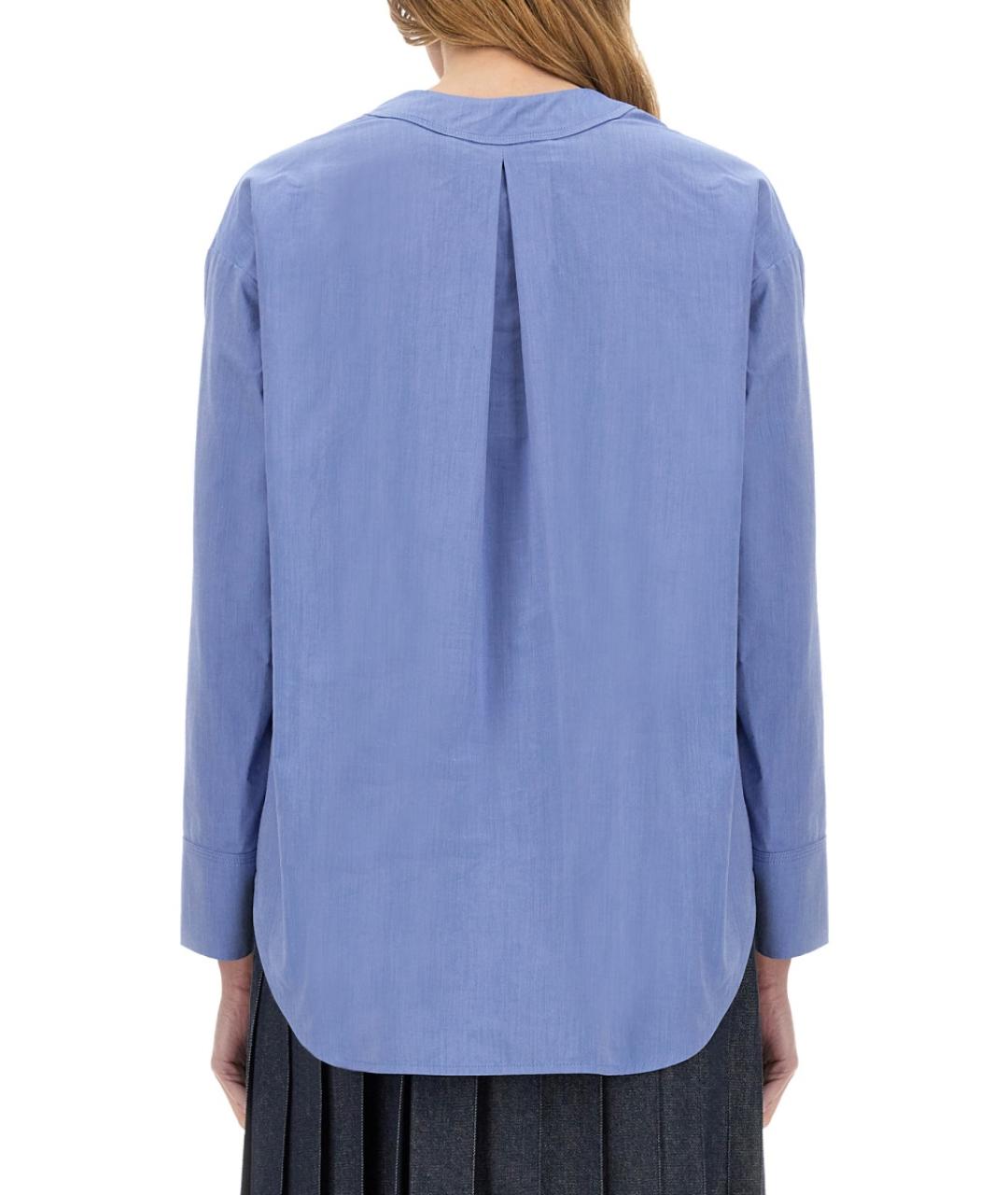 'S MAX MARA Голубая хлопковая рубашка, фото 4