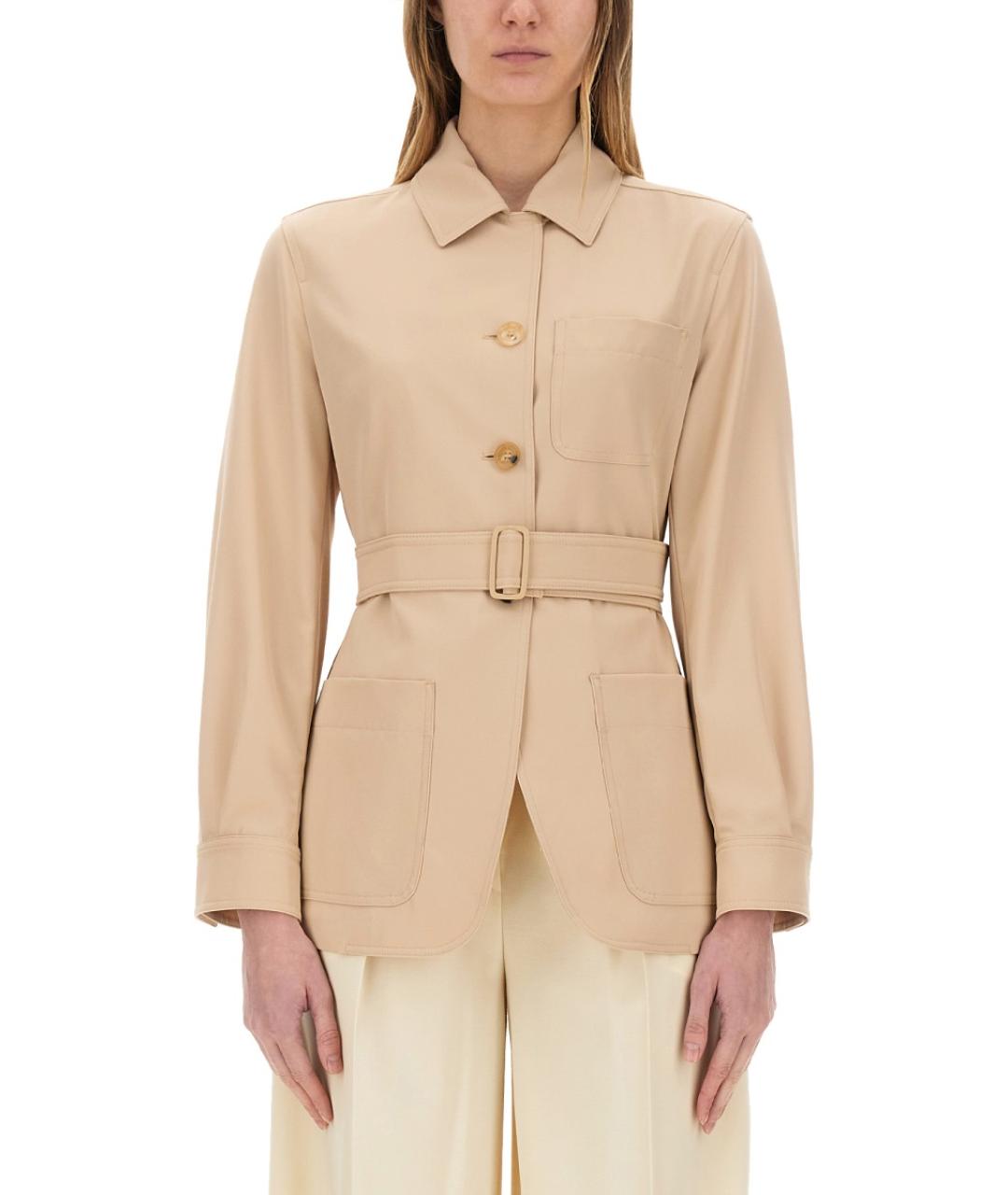 MAX MARA Бежевый шерстяной жакет/пиджак, фото 2