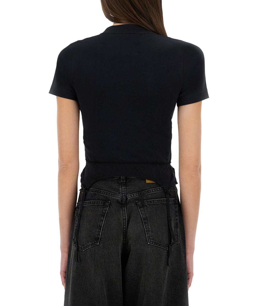 BALENCIAGA Черная хлопко-эластановая футболка, фото 4