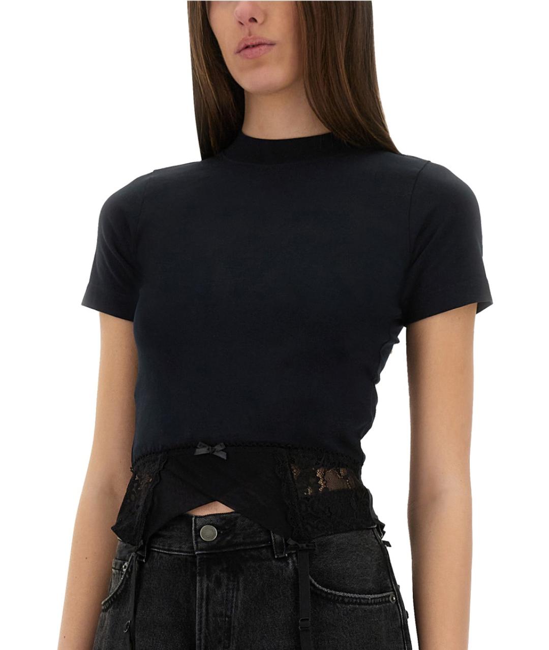 BALENCIAGA Черная хлопко-эластановая футболка, фото 5