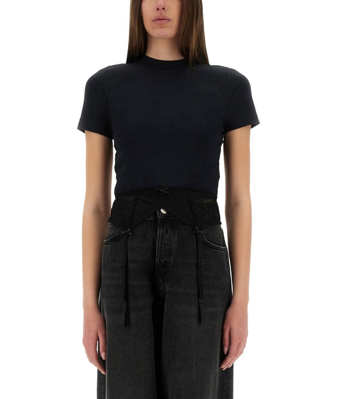 BALENCIAGA Черная хлопко-эластановая футболка, фото 2