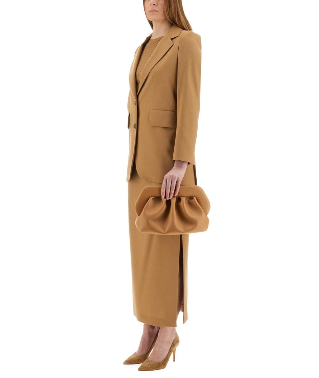 MAX MARA Бежевая шерстяная юбка макси, фото 2