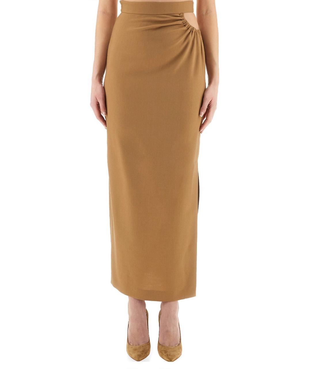 MAX MARA Бежевая шерстяная юбка макси, фото 5