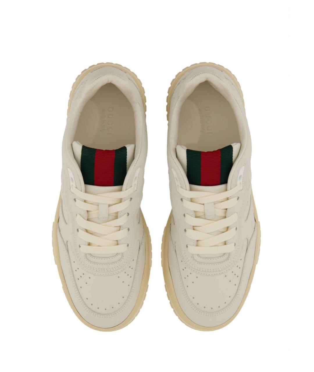 GUCCI Белые кожаные кроссовки, фото 6