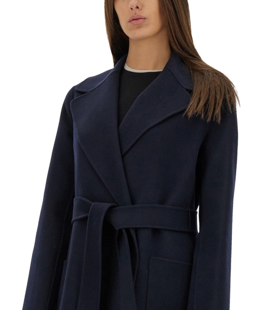 'S MAX MARA Синий шерстяной тренч/плащ, фото 5