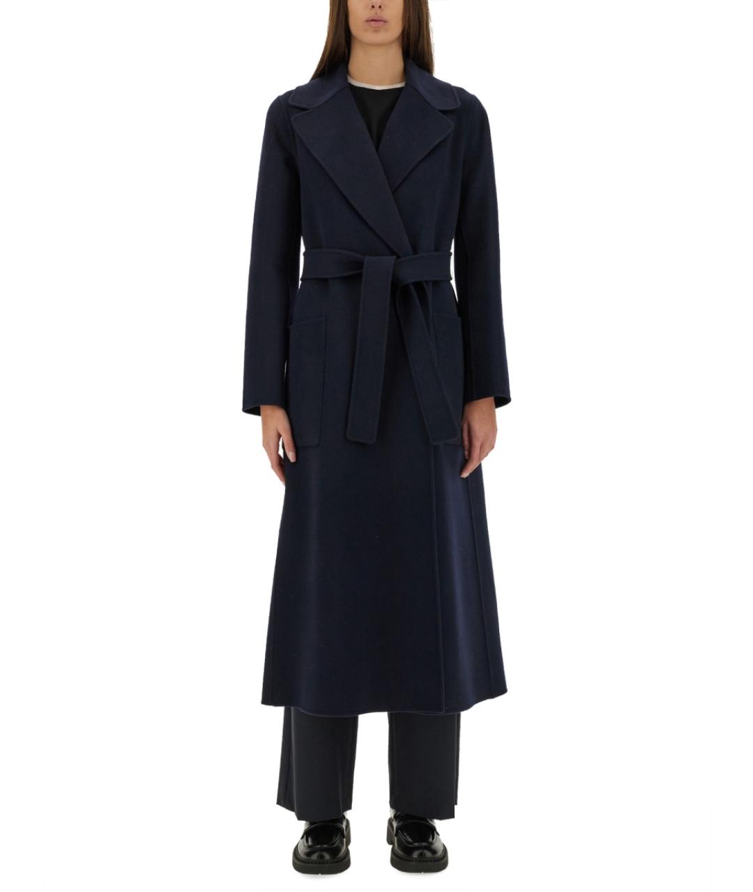 'S MAX MARA Синий шерстяной тренч/плащ, фото 2
