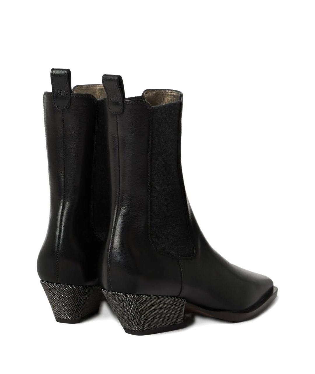 BRUNELLO CUCINELLI Черные кожаные полусапоги, фото 4