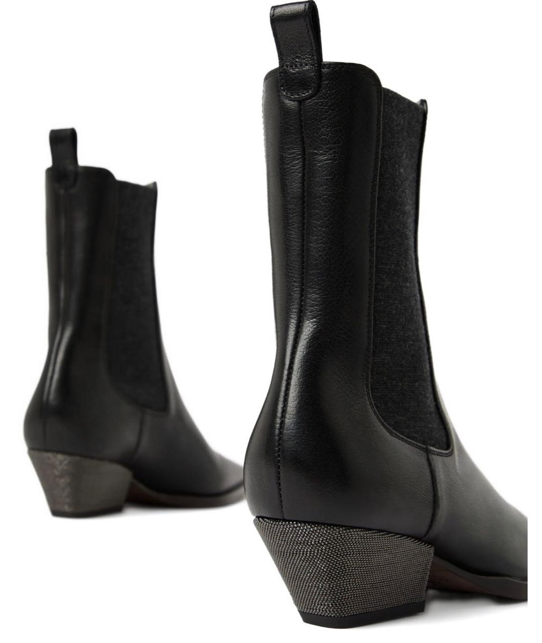 BRUNELLO CUCINELLI Черные кожаные полусапоги, фото 3