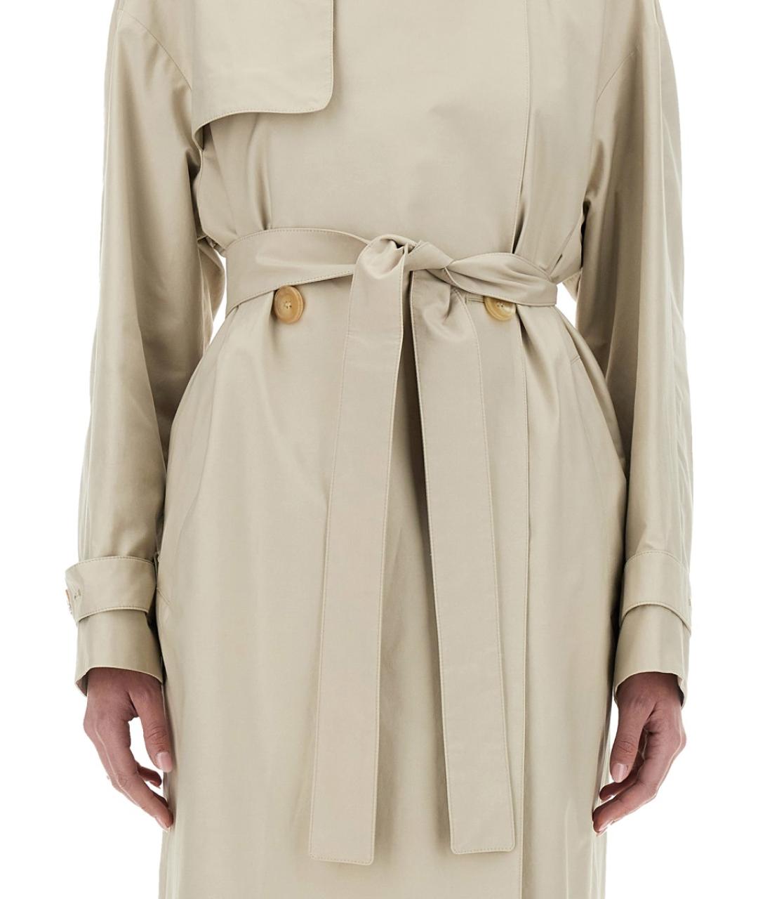 MAX MARA Бежевый хлопковый тренч/плащ, фото 5