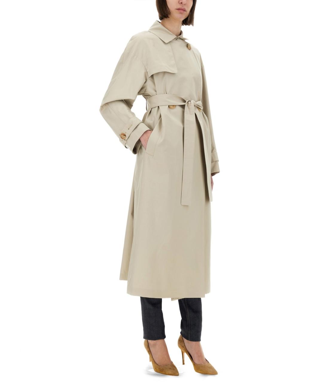 MAX MARA Бежевый хлопковый тренч/плащ, фото 3