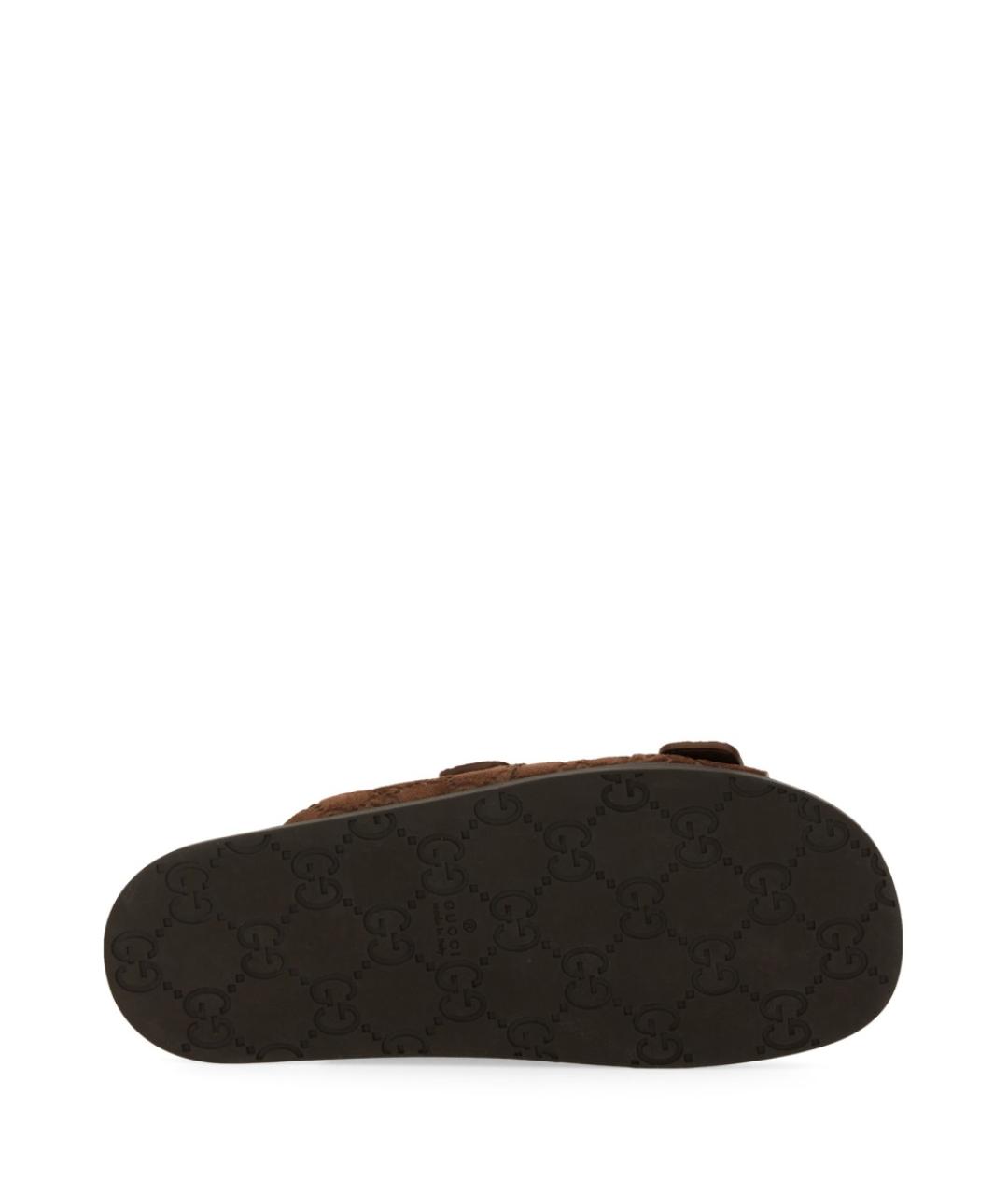 GUCCI Коричневые замшевые шлепанцы, фото 5