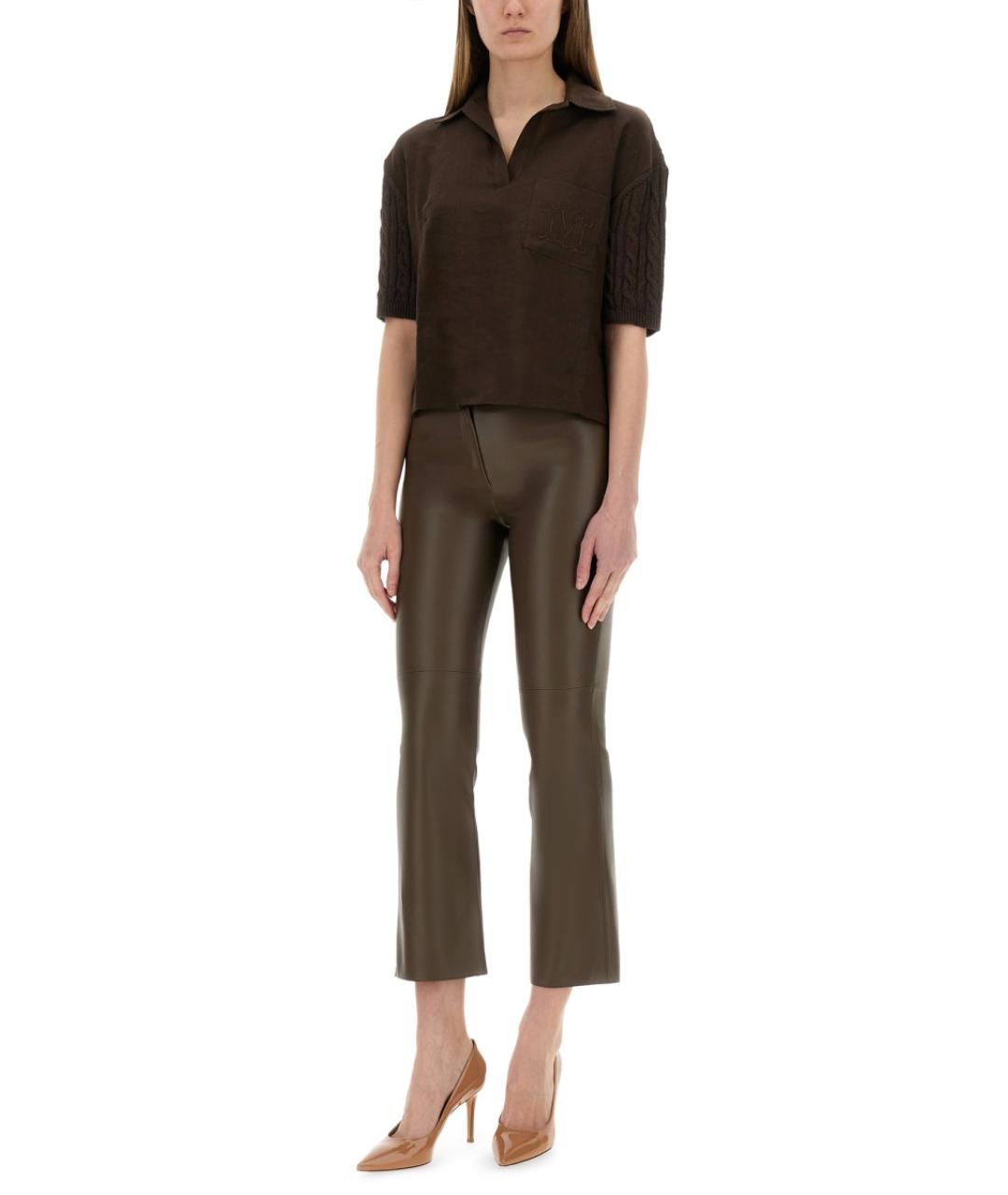 MAX MARA Коричневая льняная блузы, фото 3