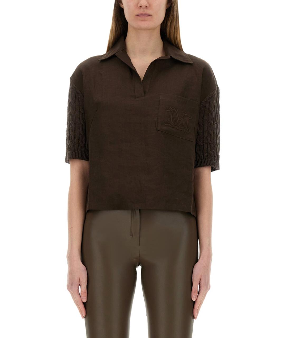 MAX MARA Коричневая льняная блузы, фото 2