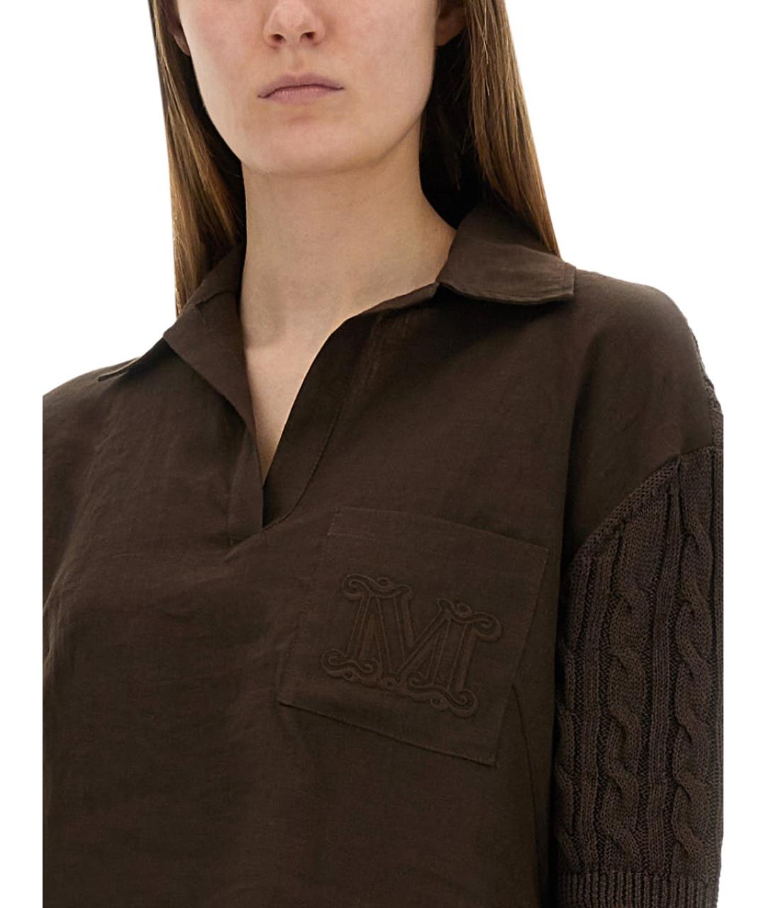 MAX MARA Коричневая льняная блузы, фото 5