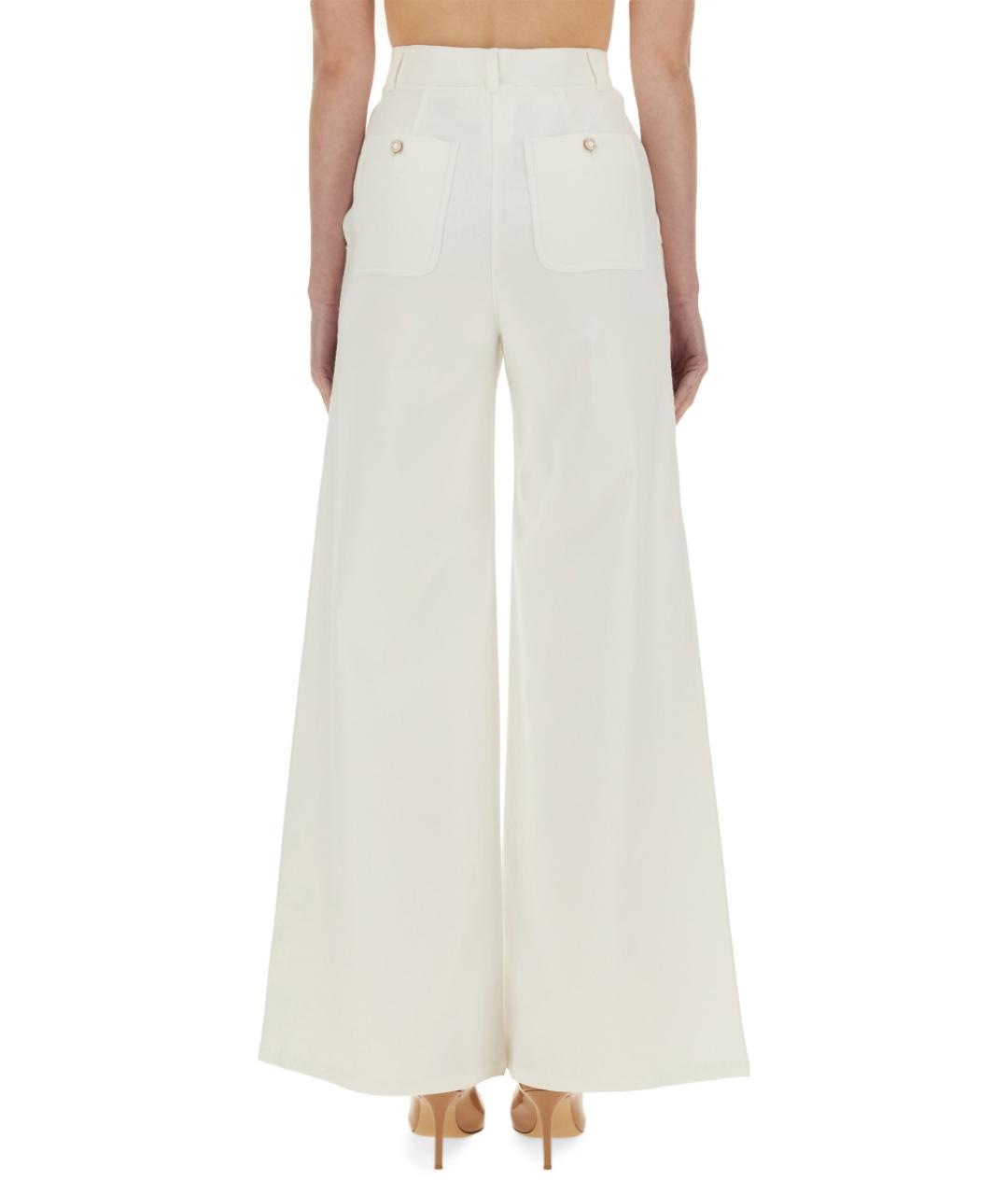 MAX MARA Белые хлопковые прямые брюки, фото 3
