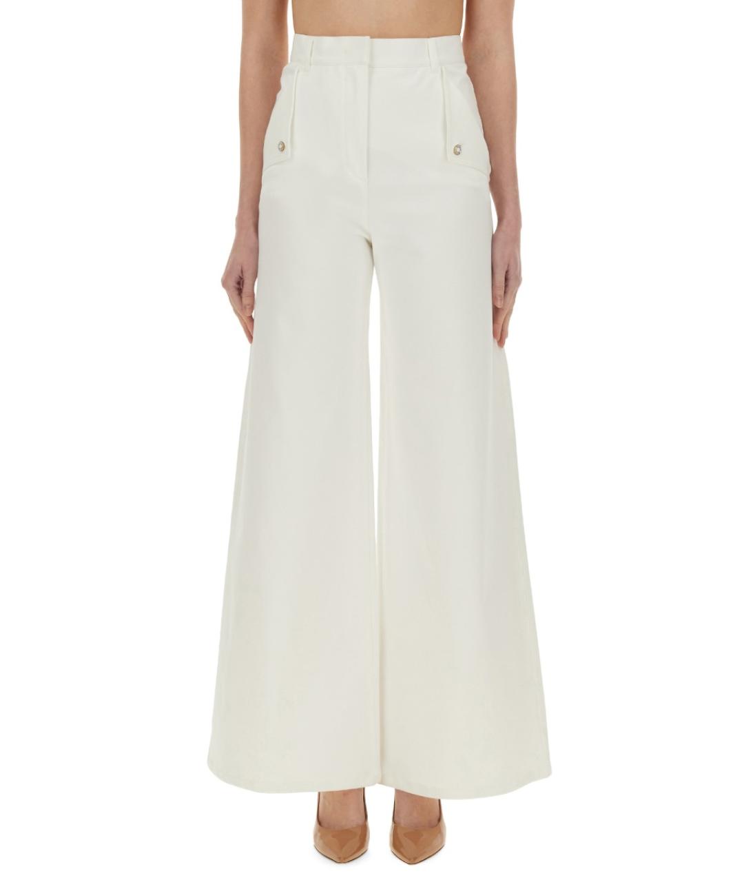 MAX MARA Белые хлопковые прямые брюки, фото 5