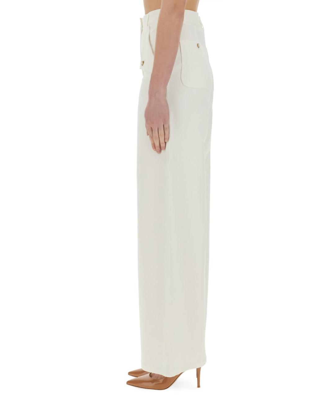 MAX MARA Белые хлопковые прямые брюки, фото 4