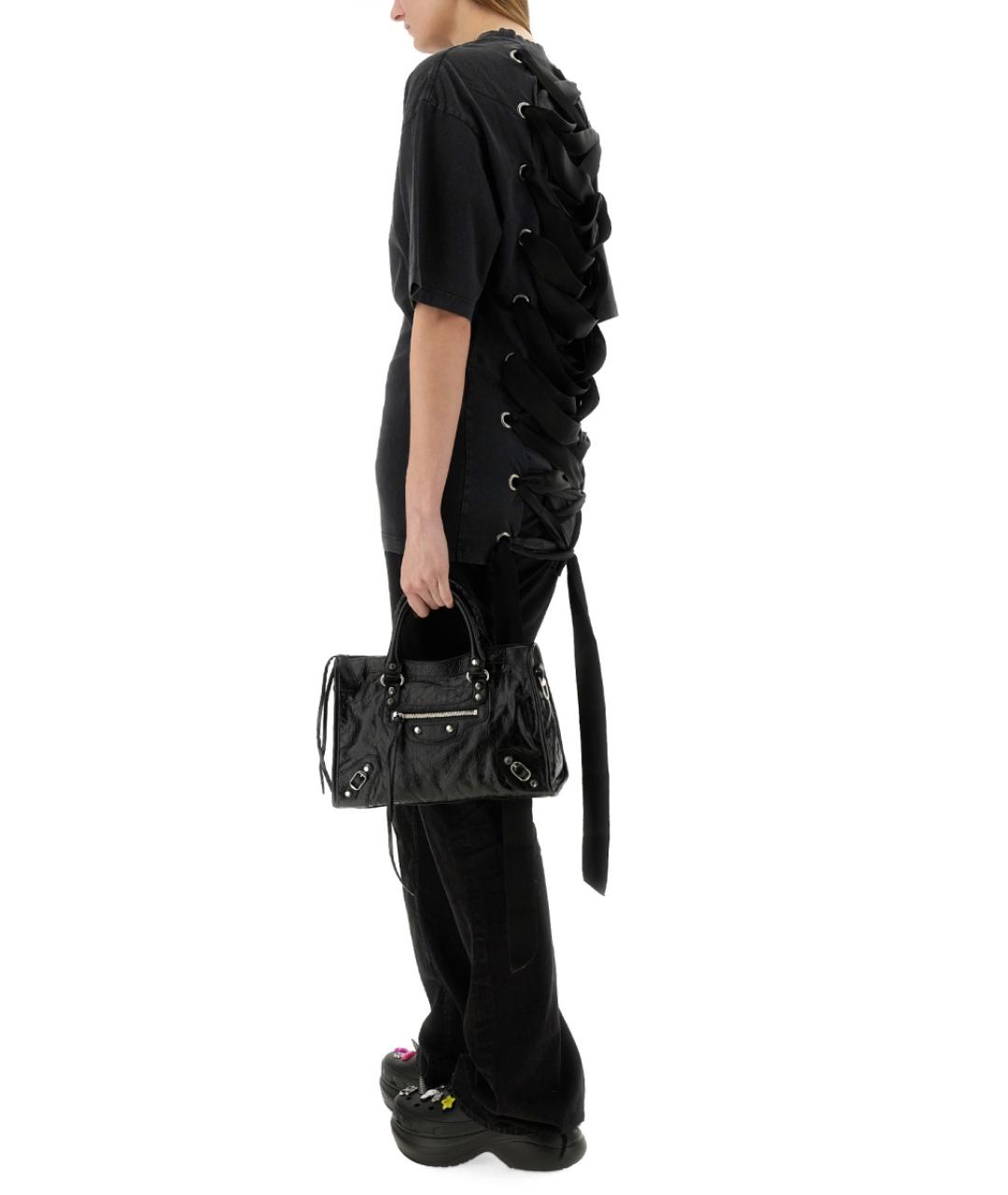 BALENCIAGA Черная хлопковая футболка, фото 2