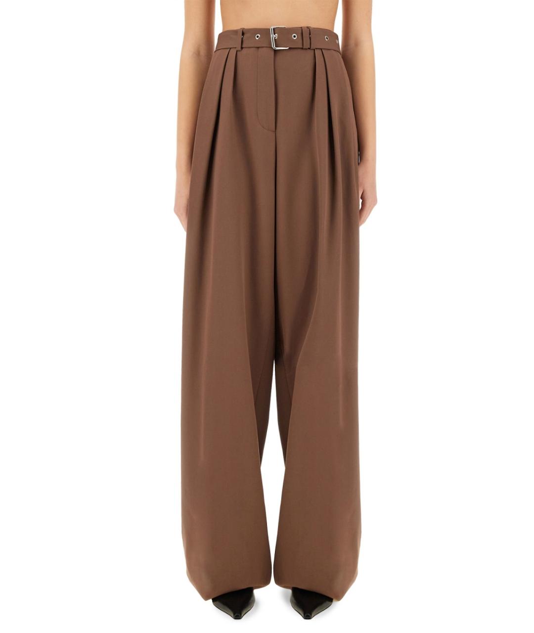 DRIES VAN NOTEN Коричневые шерстяные прямые брюки, фото 5