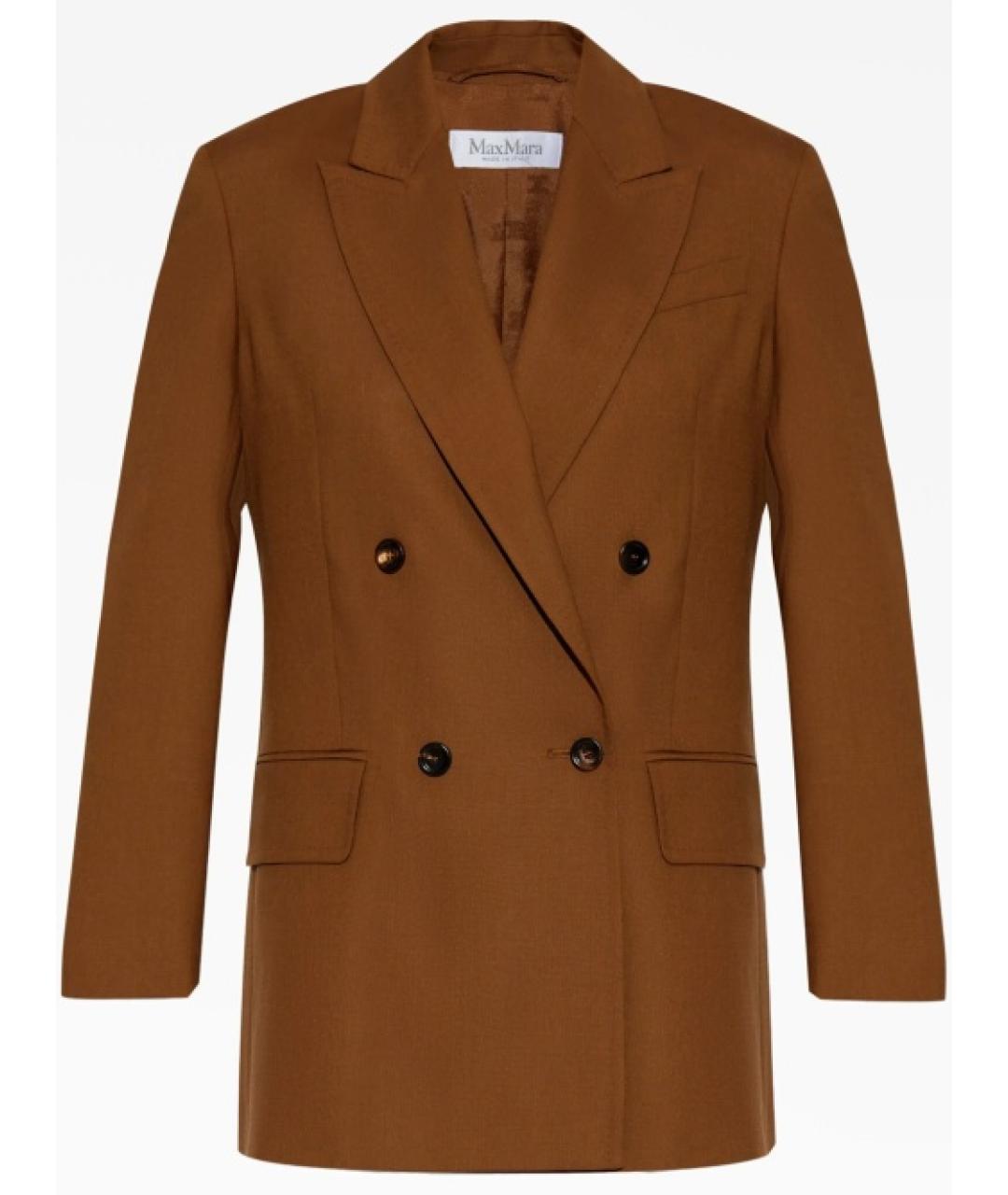 MAX MARA Коричневый шерстяной жакет/пиджак, фото 1