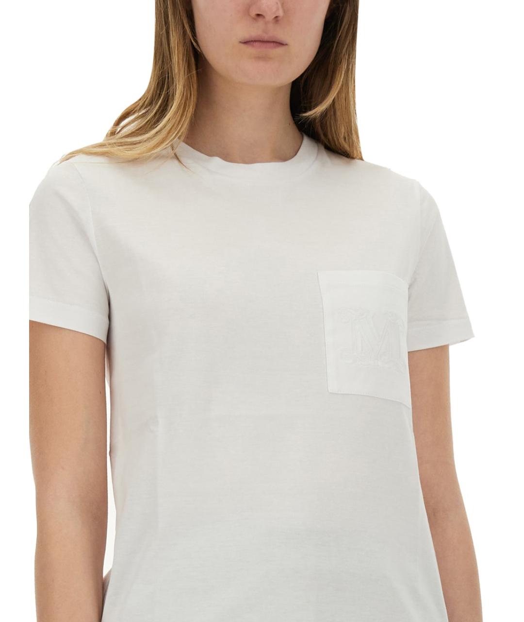 MAX MARA Белая хлопковая футболка, фото 5