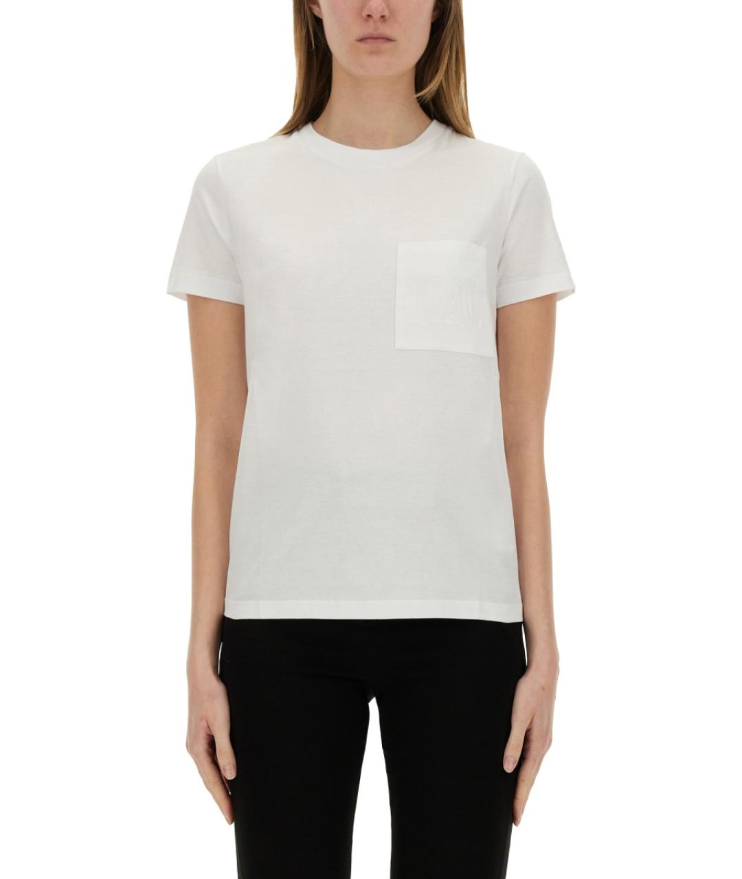 MAX MARA Белая хлопковая футболка, фото 2