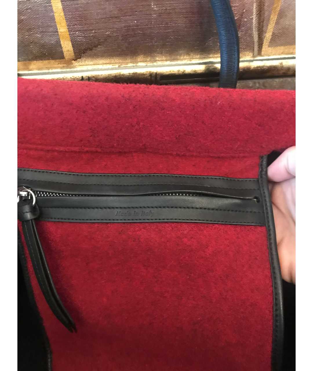 CELINE PRE-OWNED Бордовая шерстяная сумка тоут, фото 5