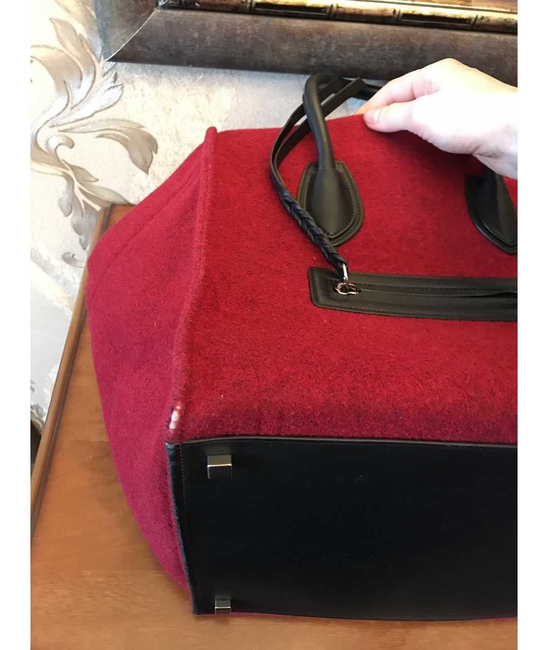 CELINE PRE-OWNED Бордовая шерстяная сумка тоут, фото 8