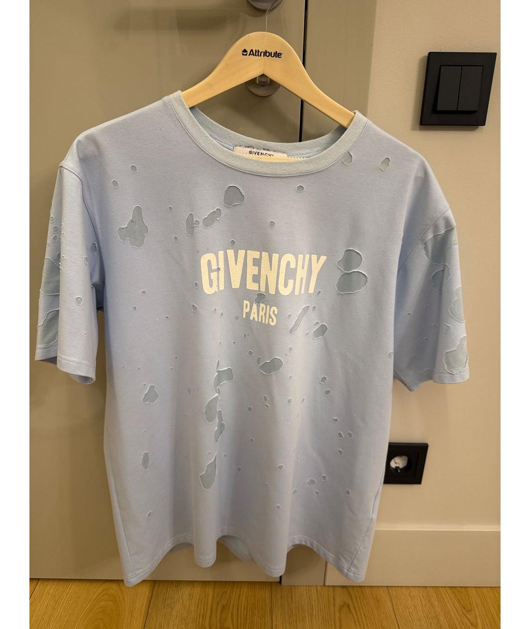 GIVENCHY Голубая хлопковая футболка, фото 5