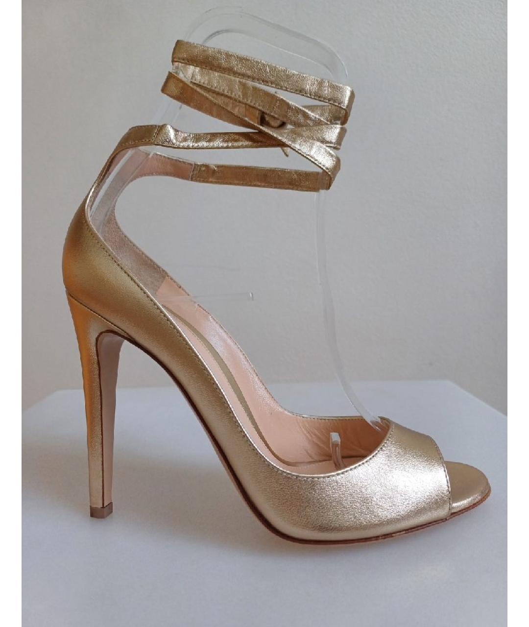 GIANVITO ROSSI Золотые кожаные туфли, фото 7