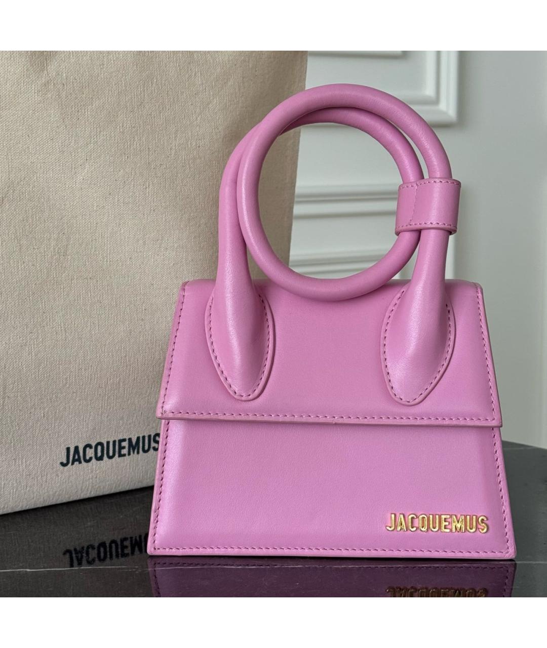 JACQUEMUS Розовая кожаная пляжная сумка, фото 6