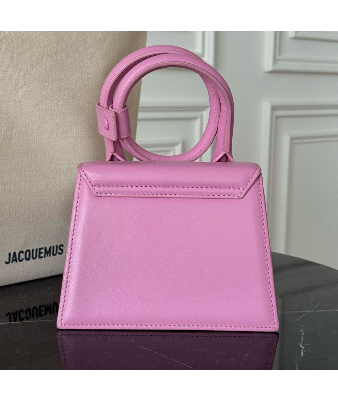 JACQUEMUS Розовая кожаная пляжная сумка, фото 3