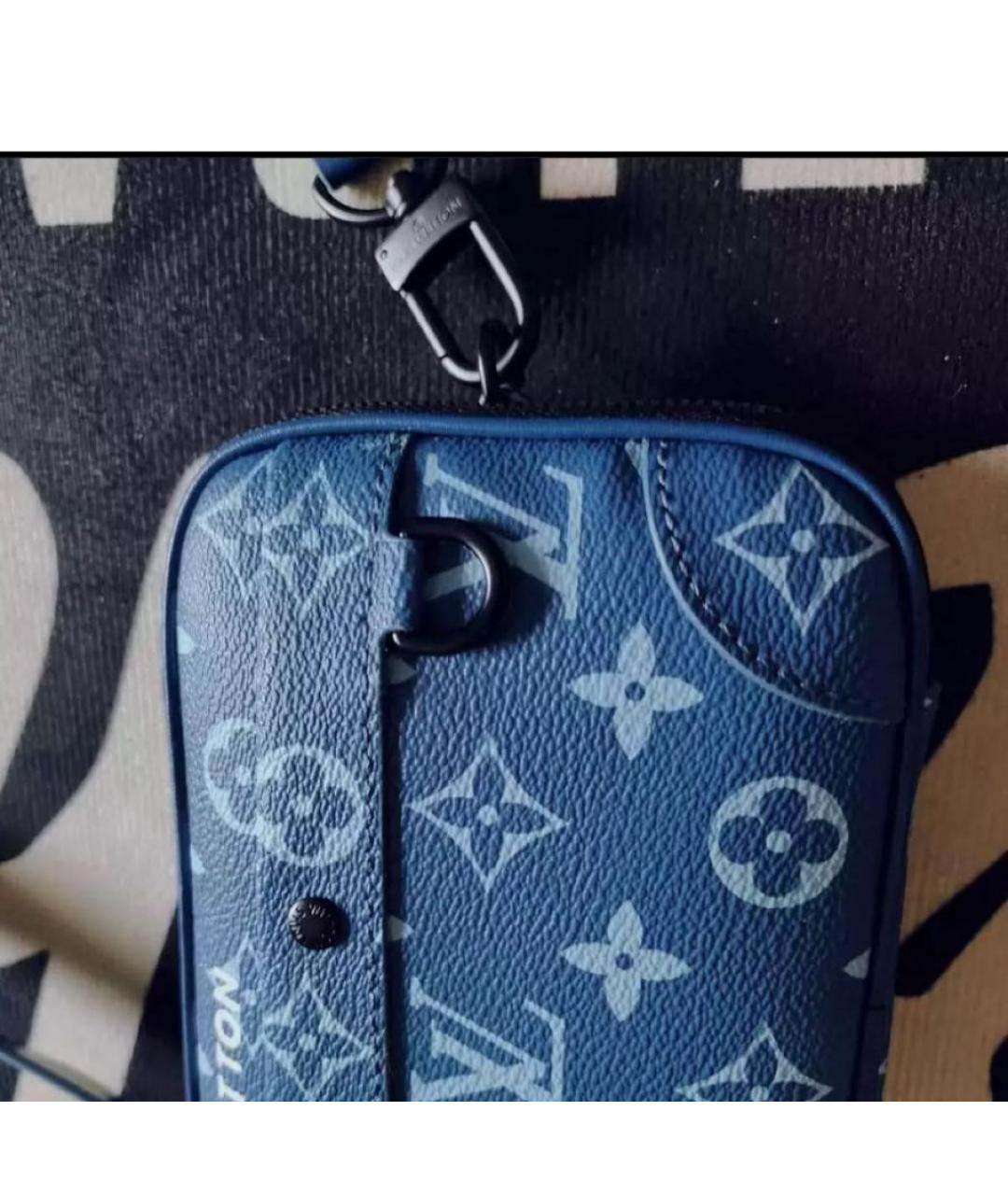 LOUIS VUITTON Синяя кожаная сумка тоут, фото 3