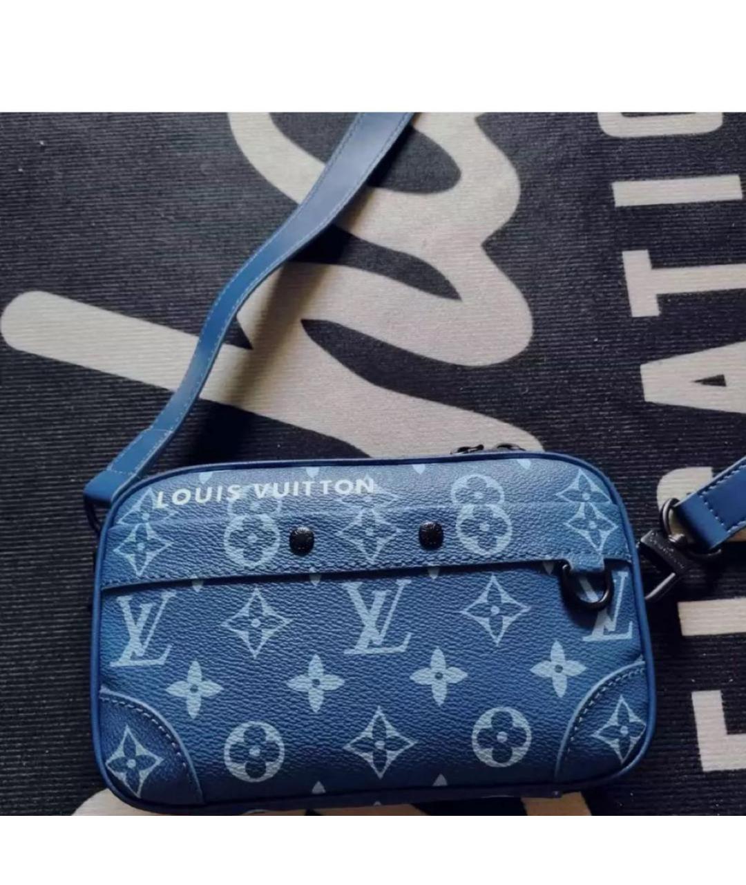 LOUIS VUITTON Синяя кожаная сумка тоут, фото 2