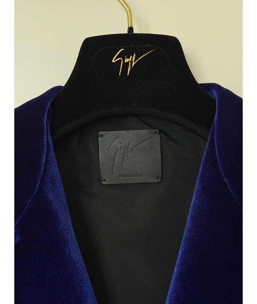 GIUSEPPE ZANOTTI DESIGN Синяя бархатная куртка, фото 3