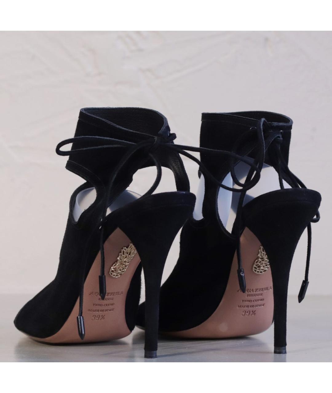 AQUAZZURA Черные замшевые босоножки, фото 5