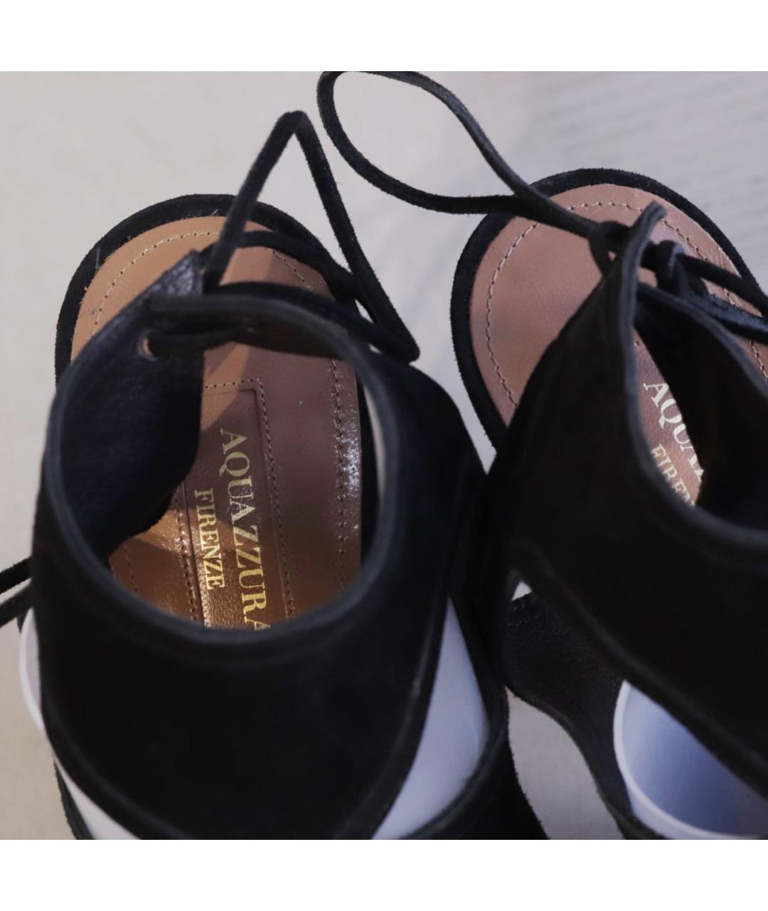 AQUAZZURA Черные замшевые босоножки, фото 3