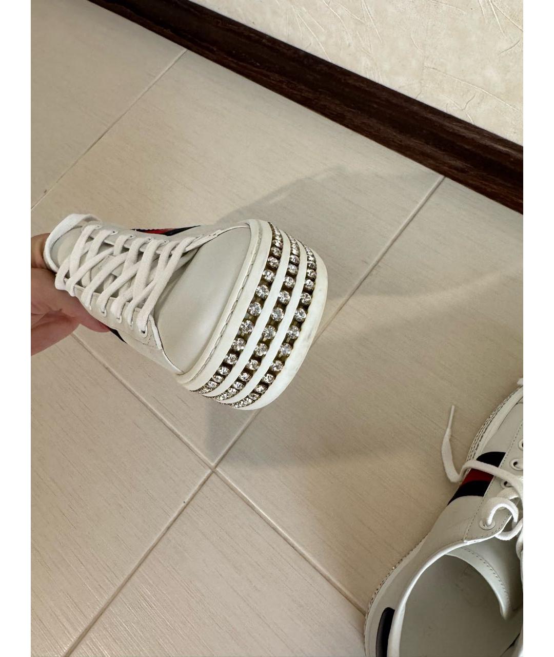 GUCCI Белые кожаные кеды, фото 2