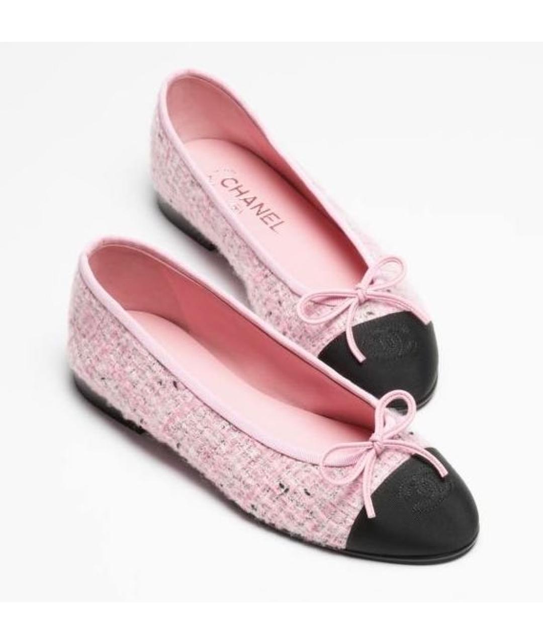 CHANEL Розовые текстильные балетки, фото 2