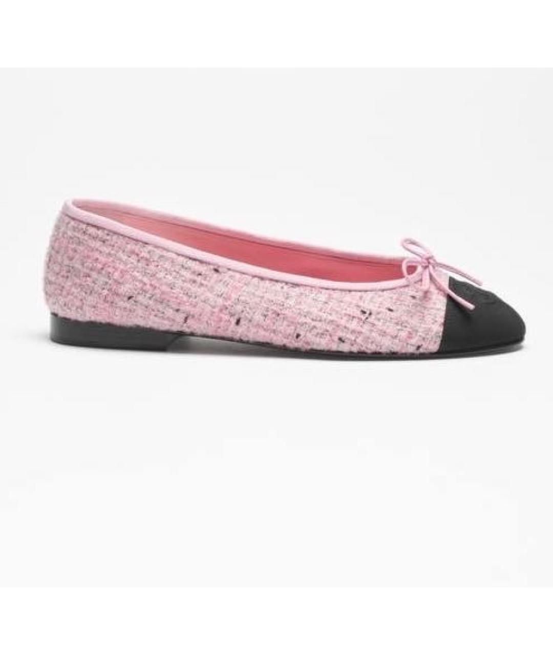 CHANEL Розовые текстильные балетки, фото 4