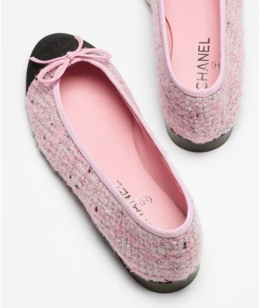 CHANEL Розовые текстильные балетки, фото 3
