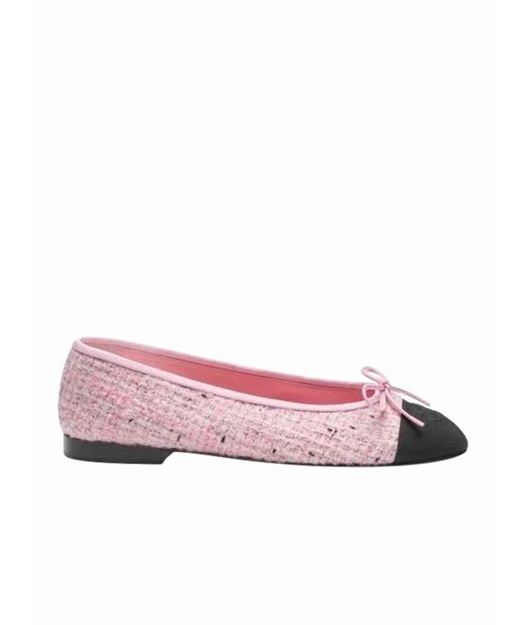 CHANEL Розовые текстильные балетки, фото 1