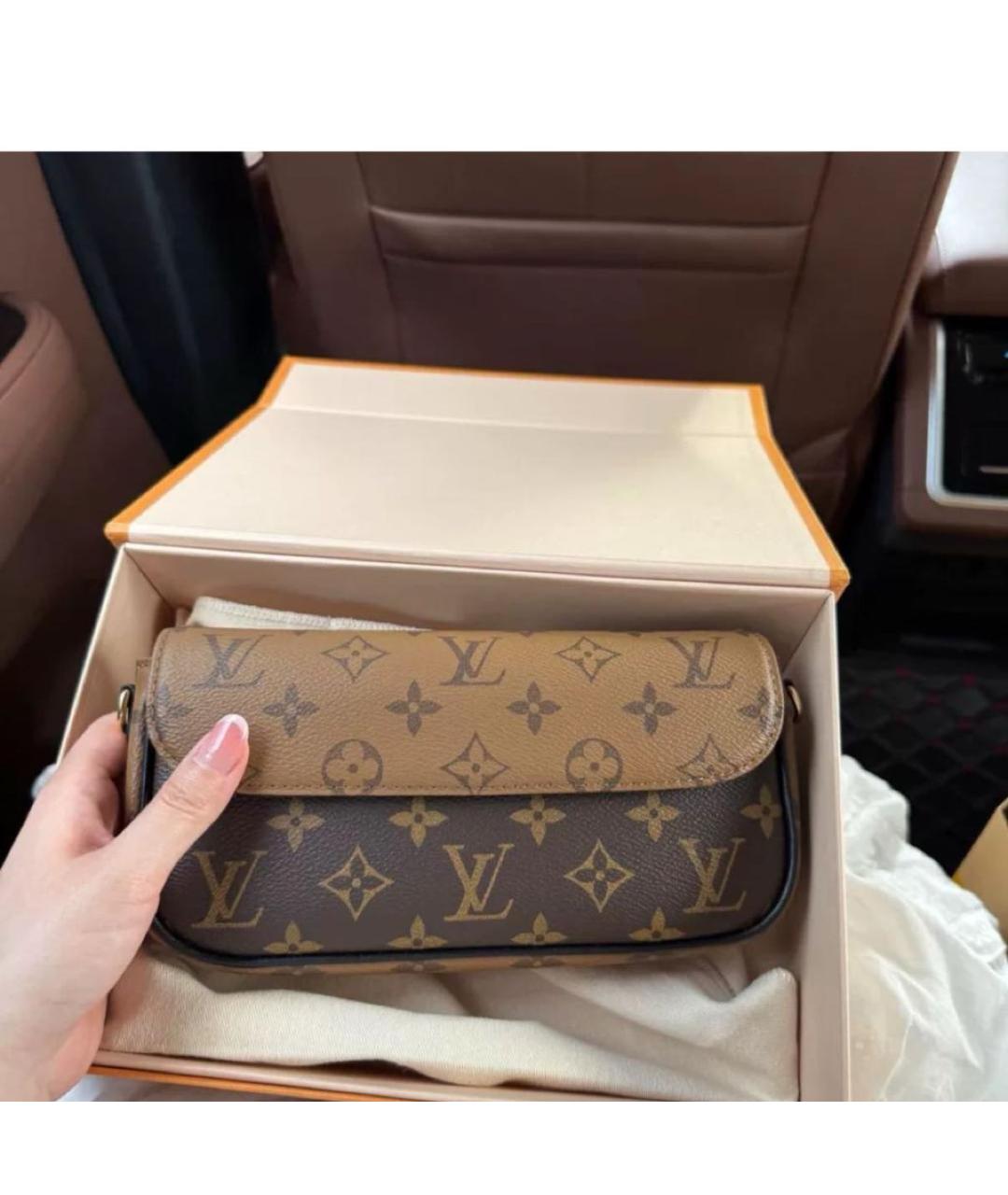 LOUIS VUITTON Коричневая кожаная сумка тоут, фото 2